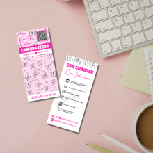 Load image into Gallery viewer, Custom Car Coaster Care Instruction Cards | Small Business Packaging Inserts