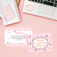 Load image into Gallery viewer, Coquette Thank You Cards – Pink Bow Small Business Packaging Inserts (Set of 25, 50, or 100)