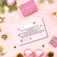 Load image into Gallery viewer, Coquette Happy Holidays Thank You Cards | Holiday Packaging Inserts for Small Businesses