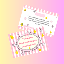 Load image into Gallery viewer, Lemon Coquette Thank You Cards – Small Business Packaging Inserts (Set of 25, 50, or 100)