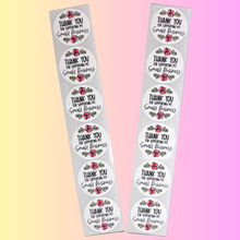 Load image into Gallery viewer, Thank You for Supporting My Small Business Stickers – Round Vinyl Packaging Stickers (1.5" & 2") – Set of 48