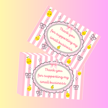 Load image into Gallery viewer, Lemon Coquette Thank You Cards – Small Business Packaging Inserts (Set of 25, 50, or 100)
