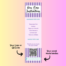 Load image into Gallery viewer, Custom Beaded Pen Care Cards – Personalized Packaging Inserts for Small Businesses