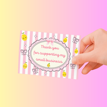 Load image into Gallery viewer, Lemon Coquette Thank You Cards – Small Business Packaging Inserts (Set of 25, 50, or 100)