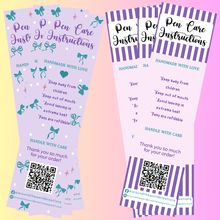 Load image into Gallery viewer, Custom Beaded Pen Care Cards – Personalized Packaging Inserts for Small Businesses
