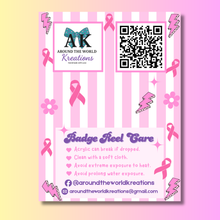 Load image into Gallery viewer, Custom Badge Reel Display Cards With Care Instructions