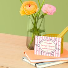 Load image into Gallery viewer, Coquette Thank You Cards – Pink Bow Small Business Packaging Inserts (Set of 25, 50, or 100)