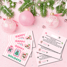 Load image into Gallery viewer, Coquette Happy Holidays Thank You Cards | Holiday Packaging Inserts for Small Businesses