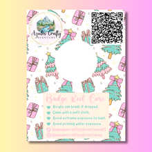 Load image into Gallery viewer, Custom Badge Reel Display Cards With Care Instructions