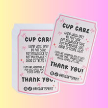 Load image into Gallery viewer, Glass Cup Care Cards for Small Business Packaging
