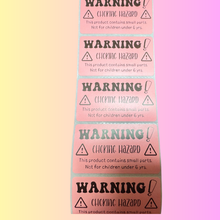 Load image into Gallery viewer, 2.25” x 1.25” Pink Thermal Labels – Warning: Choking Hazard – Small Parts Safety Label
