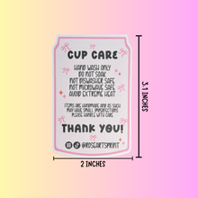 Load image into Gallery viewer, Glass Cup Care Cards for Small Business Packaging
