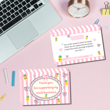 Load image into Gallery viewer, Pineapple Coquette Thank You Cards – Small Business Packaging Inserts (Set of 25, 50, or 100)
