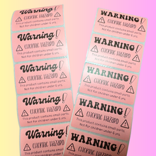 Load image into Gallery viewer, 2.25” x 1.25” Pink Thermal Labels – Warning: Choking Hazard – Small Parts Safety Label
