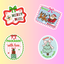 Load image into Gallery viewer, Christmas Thank You Packaging Stickers | Coquette Holiday Stickers for Small Business
