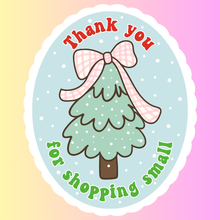 Load image into Gallery viewer, Christmas Thank You Packaging Stickers | Coquette Holiday Stickers for Small Business
